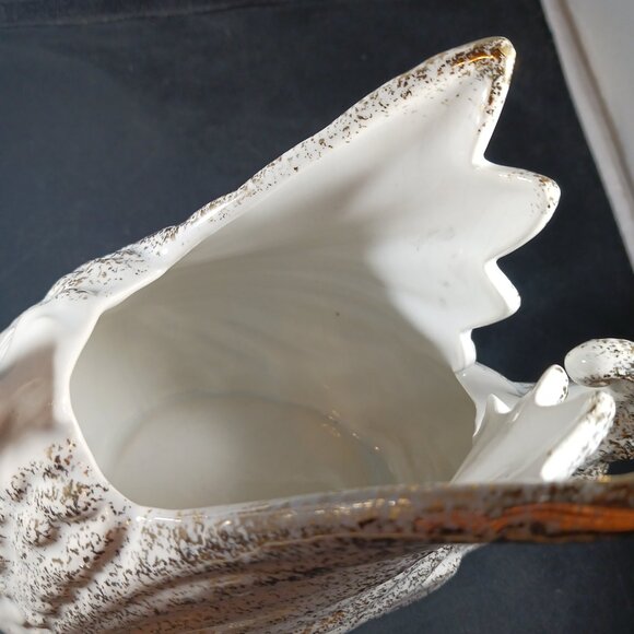 Vintage MCM Porcelain Swan Planter Figurine Gold & White Vase - Picture 6 of 11